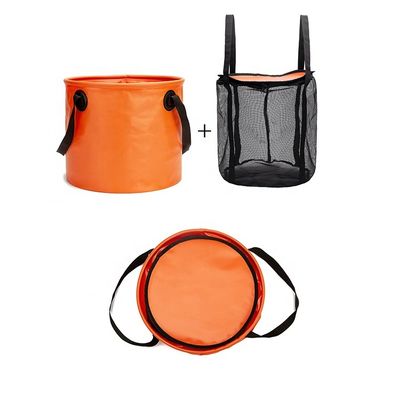 CLS 4pcs Outdoor Drain Basket Set with Side Mesh Bag + 220ml Bottle Portable Folding Bucket